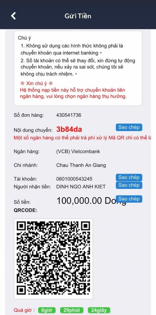 Hình Thức Chuyển Tiền Di Động 24H Viet Pay